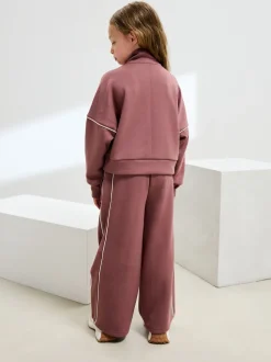 Rouille et rose - Ensemble pantalon de jogging super doux à col zippé et jambes Amples (3-16ans)