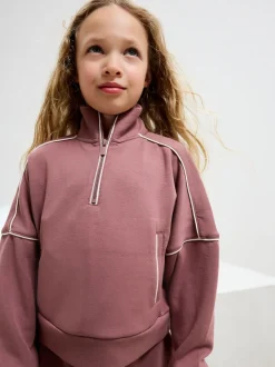 Rouille et rose - Ensemble pantalon de jogging super doux à col zippé et jambes Amples (3-16ans)