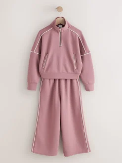 Rouille et rose - Ensemble pantalon de jogging super doux à col zippé et jambes Amples (3-16ans)