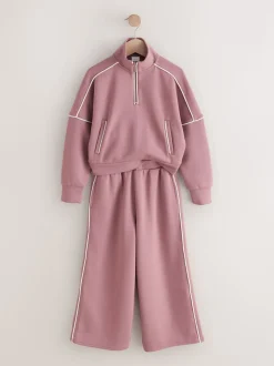 Rouille et rose - Ensemble pantalon de jogging super doux à col zippé et jambes Amples (3-16ans)
