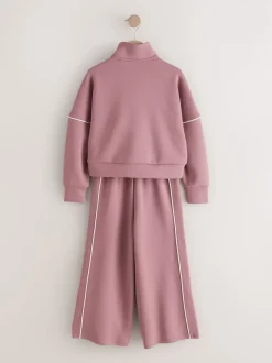 Rouille et rose - Ensemble pantalon de jogging super doux à col zippé et jambes Amples (3-16ans)