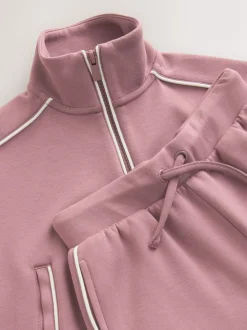 Rouille et rose - Ensemble pantalon de jogging super doux à col zippé et jambes Amples (3-16ans)