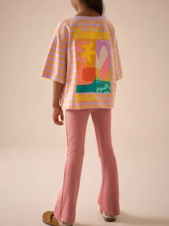 Rouille et rose - Leggings évasés à côtes (3-16ans)