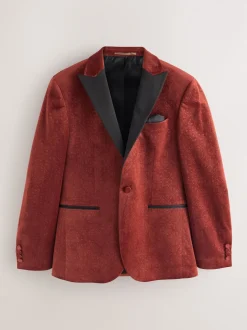 Rust Floral (En) - Slim Fit (Slim Fit) - Blazer en velours à motifs