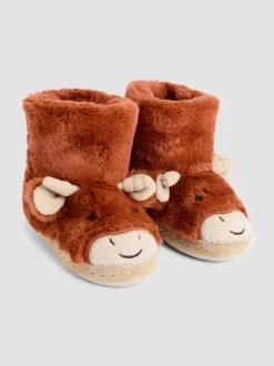 Rust Highland Cow - Chaussons bottes JoJo Maman Bébé en peluche