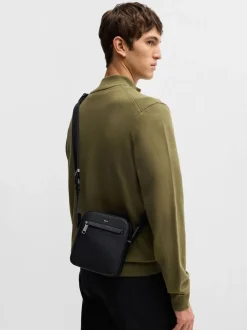 Sac reporter BOSS en cuir grainé en fausse fourrure