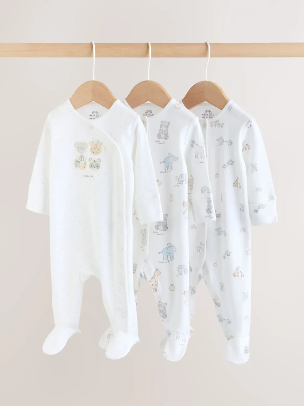 Safari blanc - Combinaisons de nuit pour bébé 3 Pack (0-2ans)