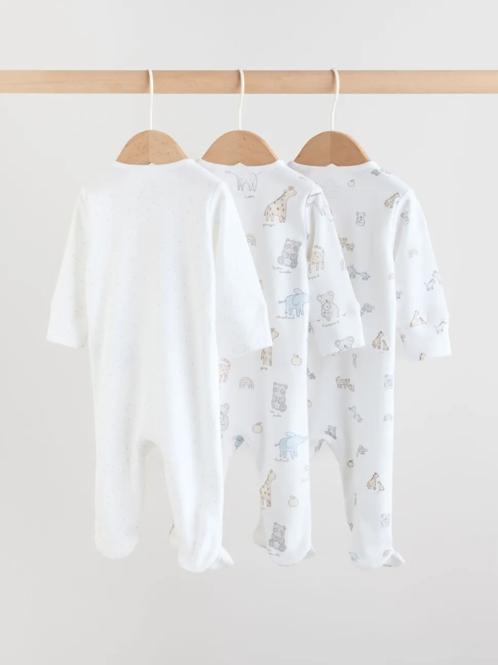 Safari blanc - Combinaisons de nuit pour bébé 3 Pack (0-2ans)