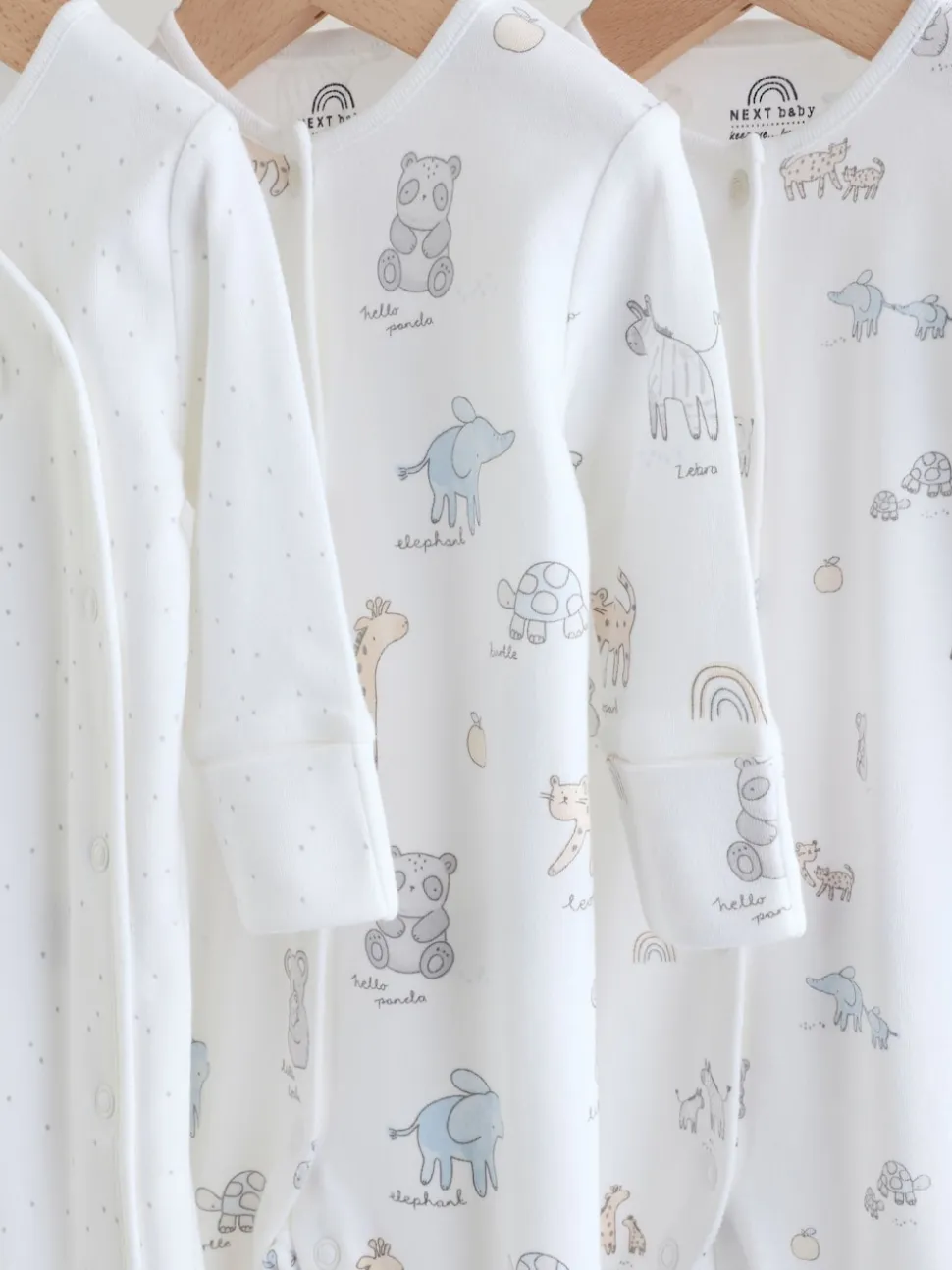 Safari blanc - Combinaisons de nuit pour bébé 3 Pack (0-2ans)