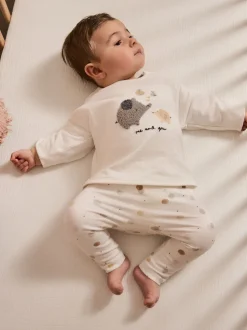 Safari blanc délicat - Ensemble haut et legging bébé (0mois-2ans)
