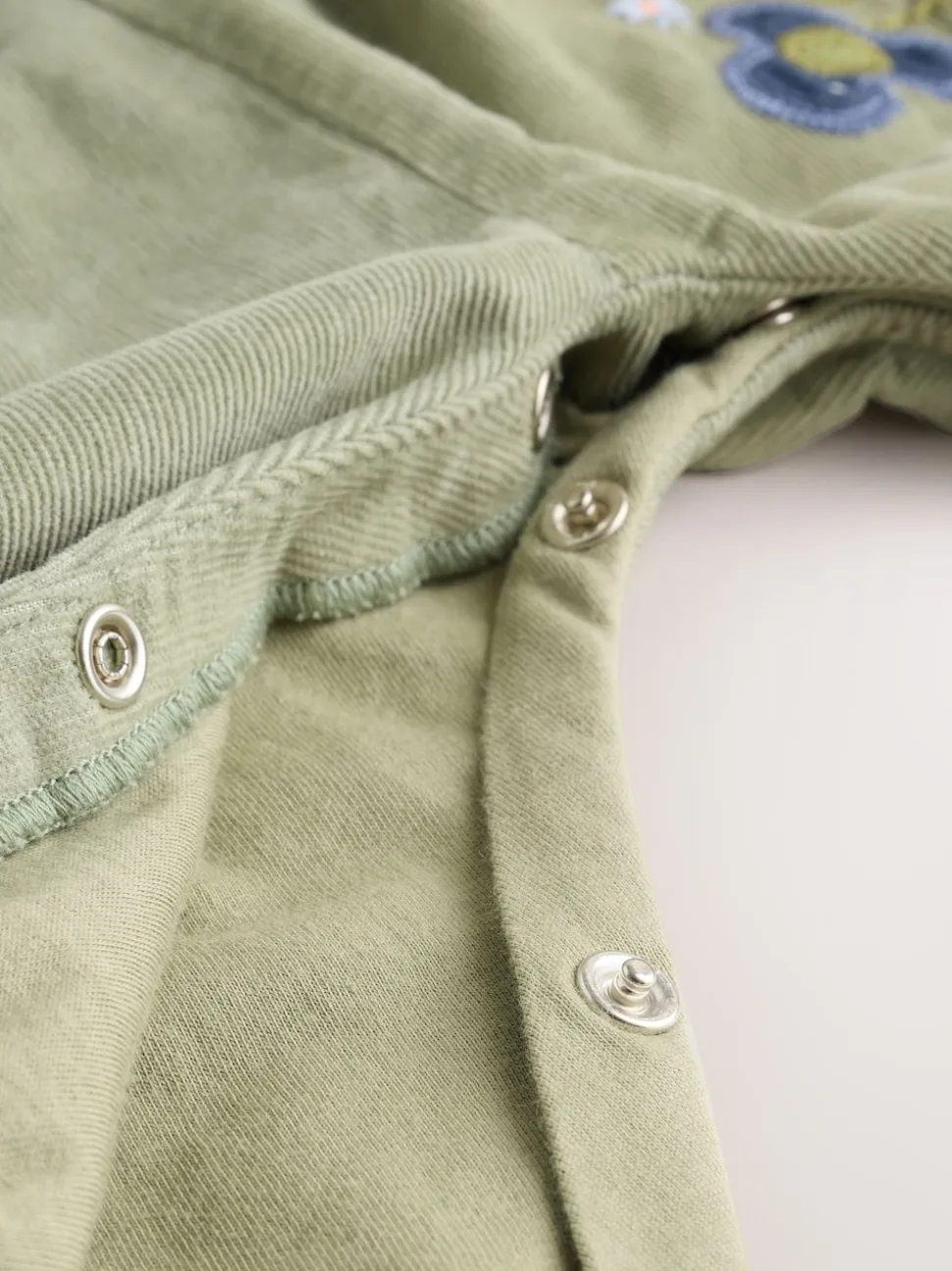 Sauge Vert brodée - Body à Manches longues et salopette en Velours côtelé Ensemble Bébé 2 Pieces (0mois-3ans)