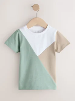 Sauge vert/neutre/blanc - T-shirt color block à manches courtes (3mois-7ans) (3mois-7ans)