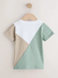 Sauge vert/neutre/blanc - T-shirt color block à manches courtes (3mois-7ans) (3mois-7ans)
