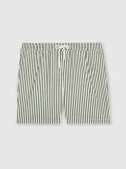 Sauge/blanc - Short de bain Reiss Bay Seersucker Rayure