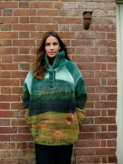 Scène Woodland verte - Haut en polaire imprimée en peau de mouton