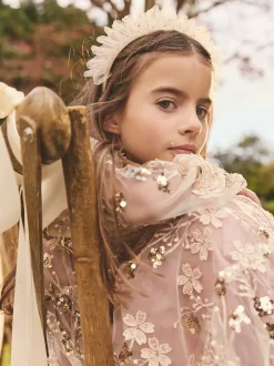 Sequinbrodés rose/ou - Peignoir manches longues en maille (4-14ans)