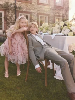 Sequinbrodés rose/ou - Peignoir manches longues en maille (4-14ans)