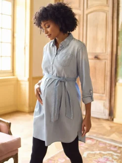 Seraphine Robe chemise en chambray de Denim de Grossesse et d’Allaitement