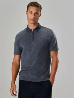 Sergé bleu marine - Polo Heritage brossé à motif