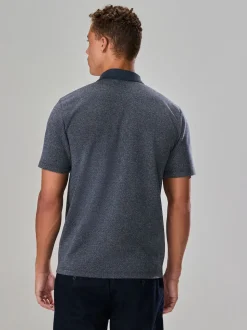 Sergé bleu marine - Polo Heritage brossé à motif