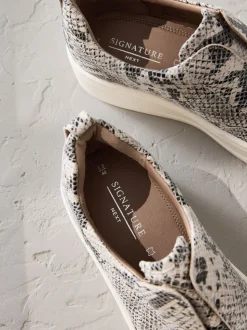 serpent - Baskets Signature en cuir à plateforme compensée épaisse