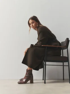 Serpent Marron chocolat - Bottes à talon carré à bout carré Forever Comfort®