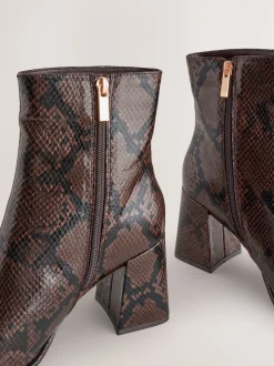 Serpent Marron chocolat - Bottes à talon carré à bout carré Forever Comfort®