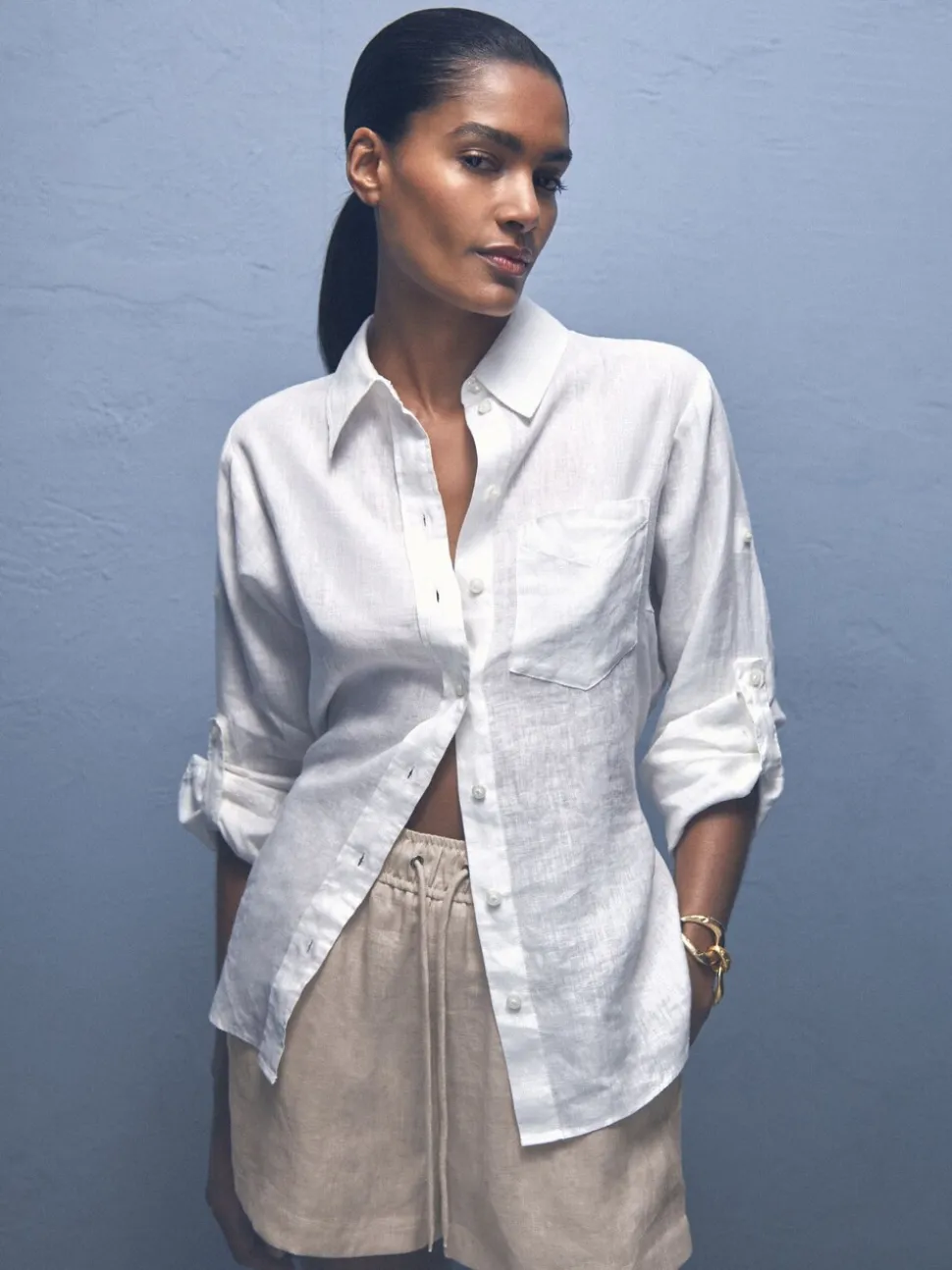 Short à cordon de serrage en lin mélangé Reiss Willow