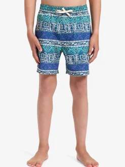 Short de bain Quiksilver Surfsilk Straight Volley à imprimé géométrique pour jeune