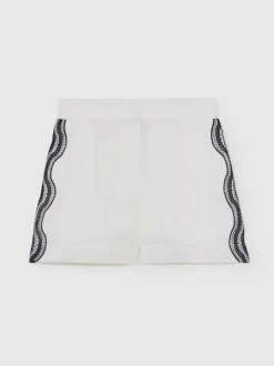 Short Reiss Felicity en lin à bordures festonnées