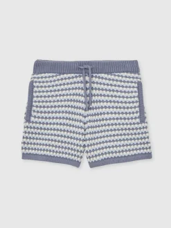 Short Reiss Peter rayé en maille de coton mélangé