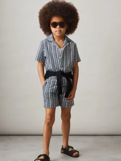 Short Reiss Teti à cordon de serrage en maille zigzag