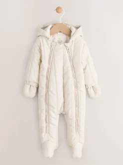 Slogan écru Little One Back - Combinaison de bébé matelassée en nylon