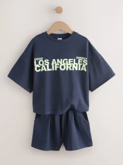 Slogan de la marine - Ensemble t-shirt et short épais (3-16ans)