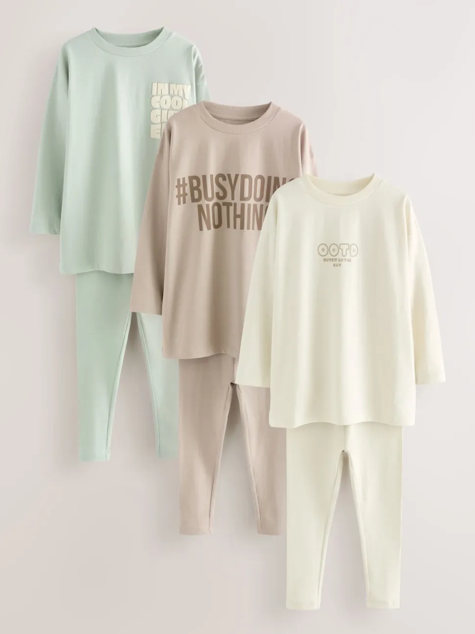 Slogan de Neutre - Lot de 3 leggings de pyjama (3-16ans)