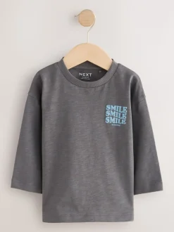 Slogan gris - T-shirt semi-uni à manches longues (3mois-7ans)