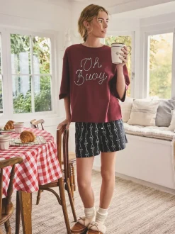 Slogan marron chocolat - Ensemble pyjama short