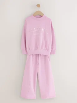 Slogan rose - Ensemble Sweat-shirt et jogging ample (3-16ans)