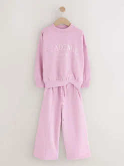Slogan rose - Ensemble Sweat-shirt et jogging ample (3-16ans)
