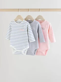 Slogan rose - Lot de 3 bodies à manches longues pour bébé