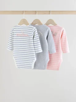Slogan rose - Lot de 3 bodies à manches longues pour bébé