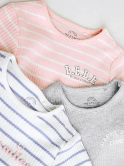Slogan rose - Lot de 3 bodies à manches longues pour bébé