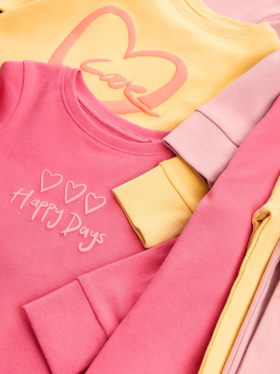 Slogan rose/jaune - Lot de 3 pyjamas confortables imprimés (9mois à12ans)