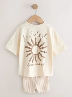 Soleil écru - Ensemble t-shirt à manches courtes et short cycliste (3mois7ans)