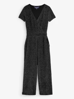 Sosandar Combinaison enveloppante métallisée scintillante sur le devant