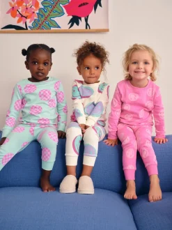 Sourire rose/vert - Lot de 3 pyjamas Snuggle (9mois-12ans)