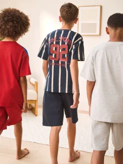 Sport à rayures rouge/bleu/gris - Pyjama court 3 Pack (3-16ans)