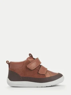 Start-Rite Rove Bottes de marche à double bande en cuir et Daim Marron pour enfant