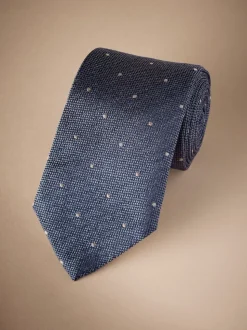 Steel Bleu/Neutre Brown - Cravate à pois Signature Made In Italy