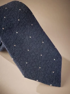 Steel Bleu/Neutre Brown - Cravate à pois Signature Made In Italy